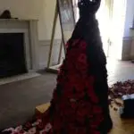 wedding dress made of poppies