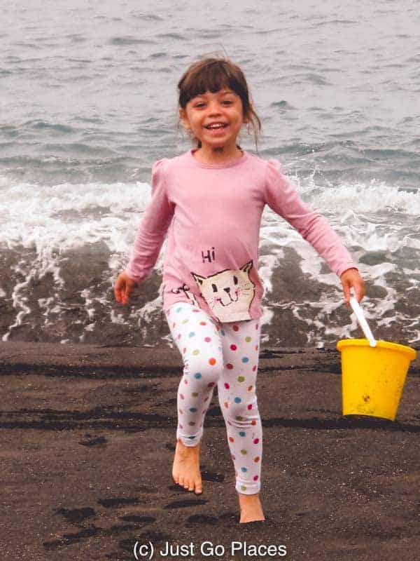 We were doing some sightseeing on the island and made a quick pitstop for some bucket and spade time on a black sand beach Tenerife