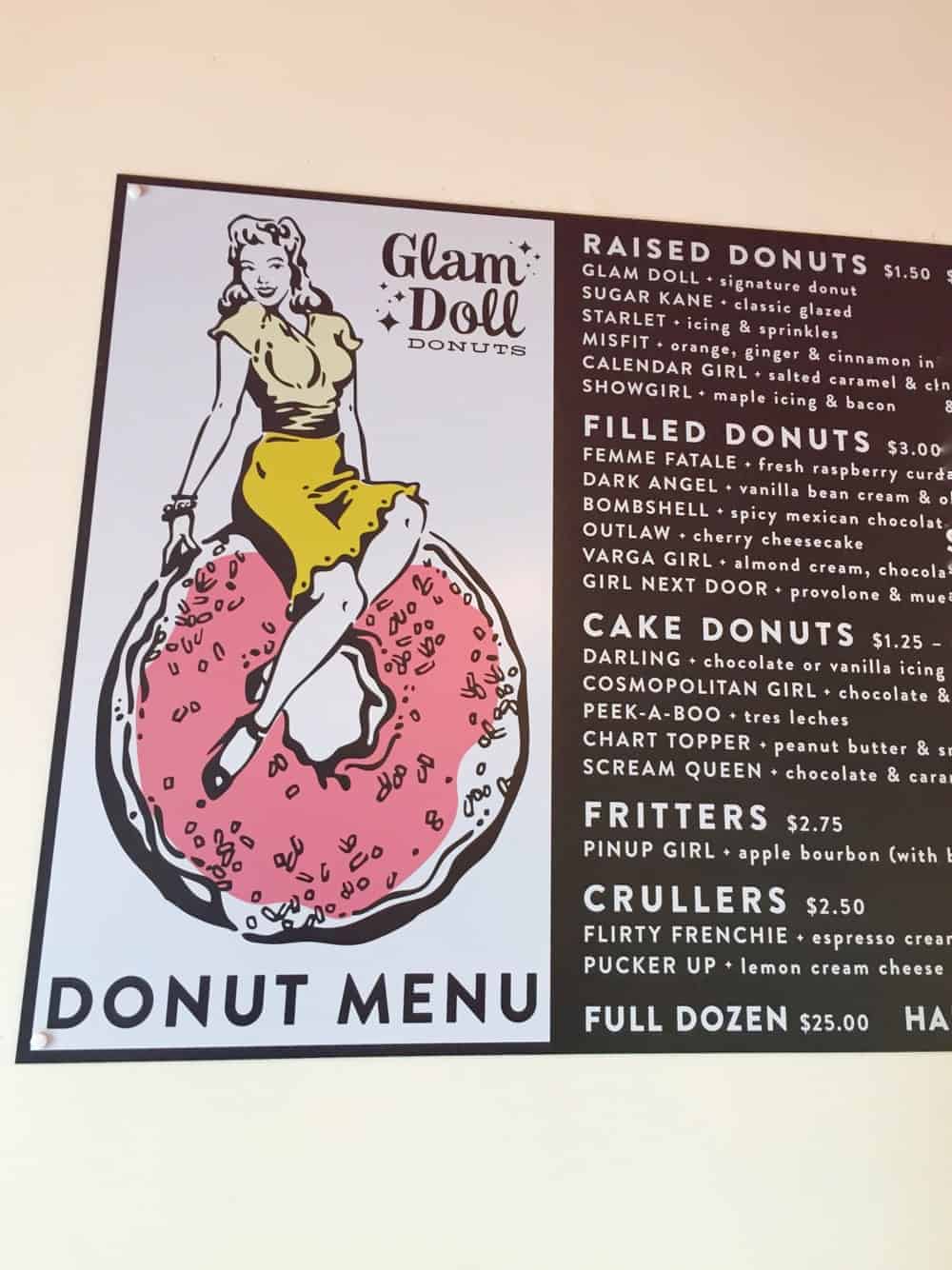 Glam Doll donut menu