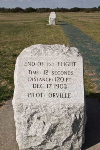 Markers at the Wright Brothers Memorial