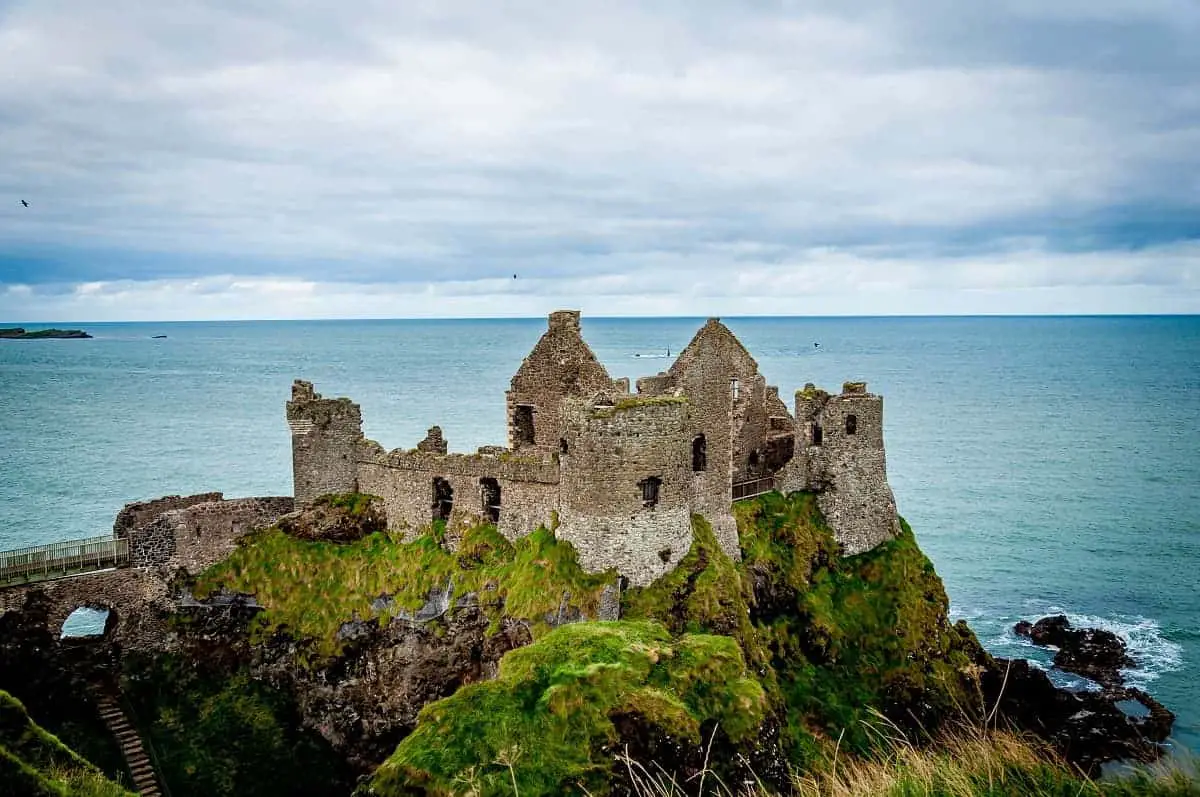 A ruined castle on the Antrim Coast Road, Northern Ireland (