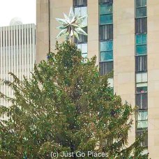 The Christmas tree Rockefeller center with the Swarovski crystal topper