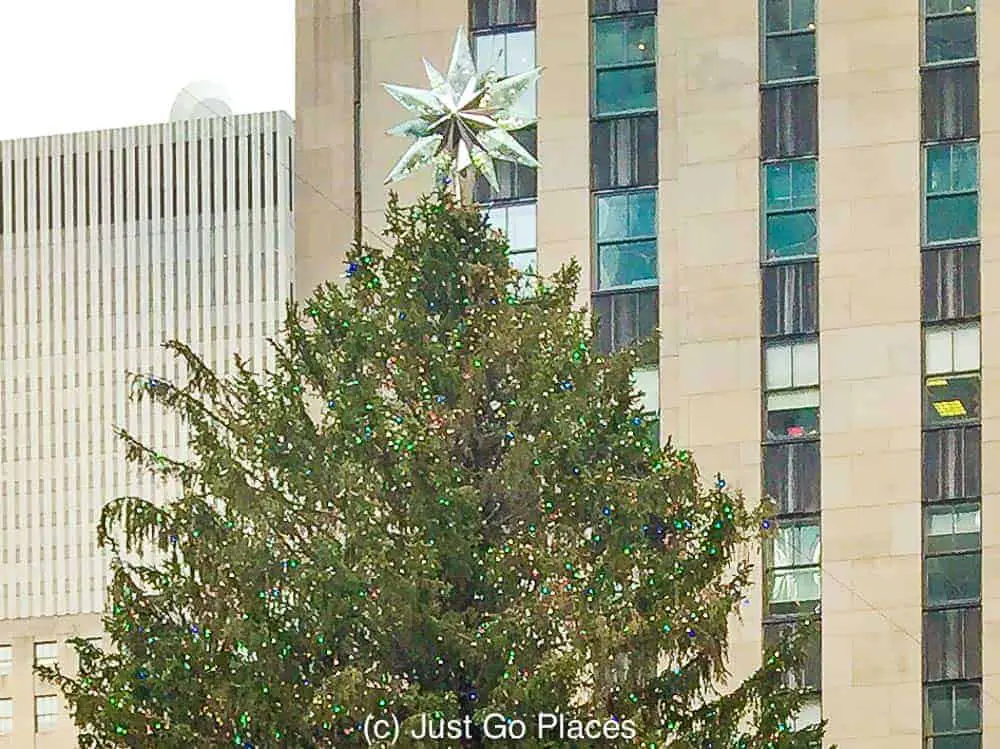 The Christmas tree Rockefeller center with the Swarovski crystal topper