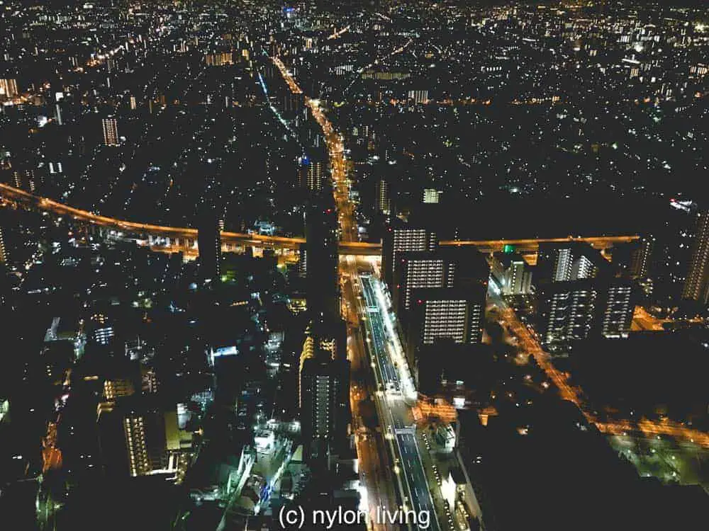 The view from our Osaka Marriott Miyako Osaka at night 