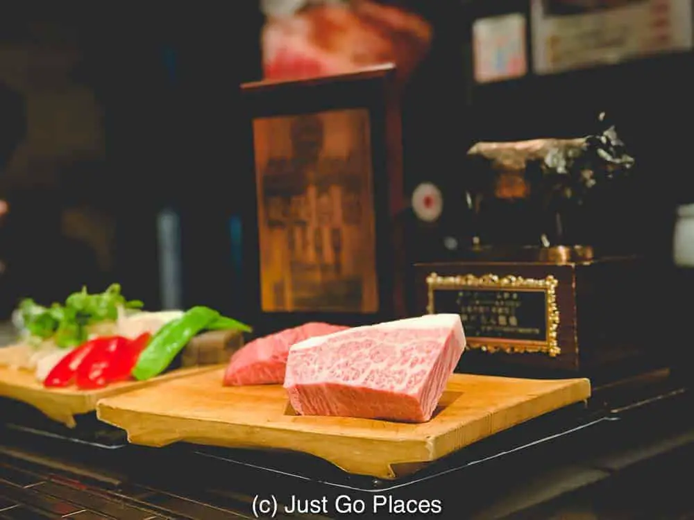 Kobe beef in a restaurant in Kobe Japan