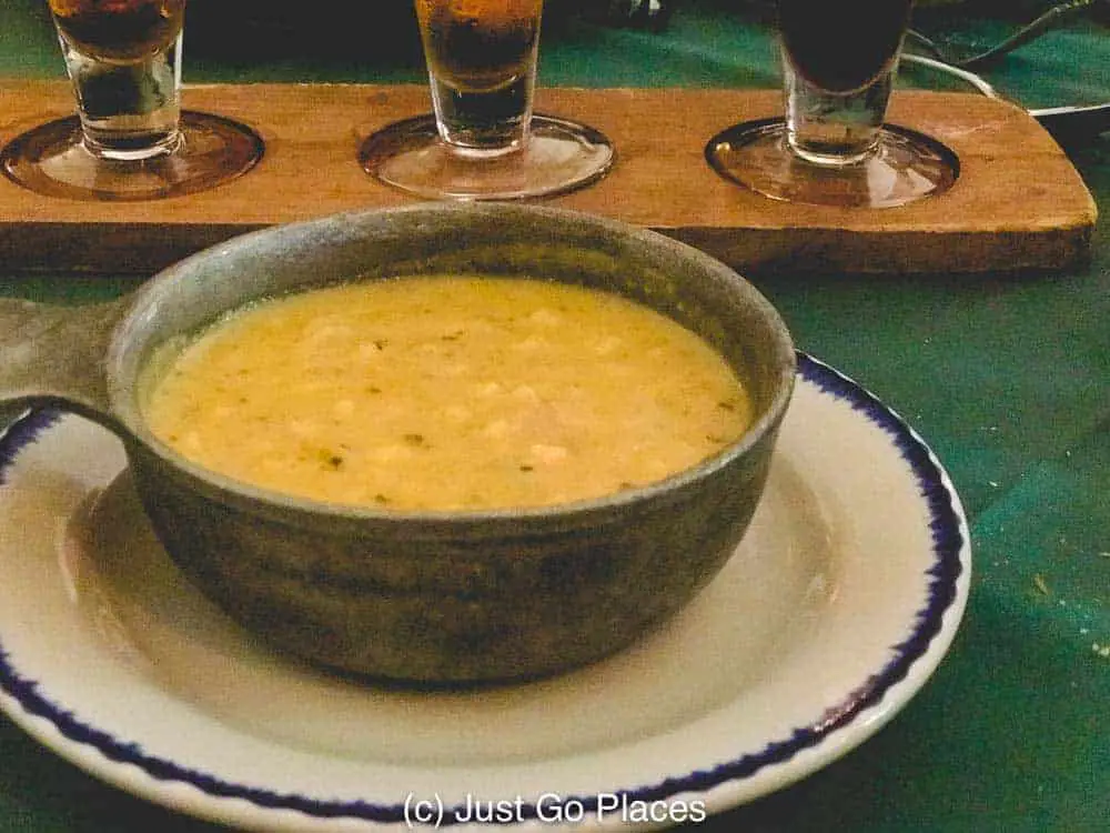 The City Tavern Menu has the most delicious corn chowder I have ever tasted.