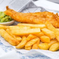 Fish and chips mushy peas - a classic British dish