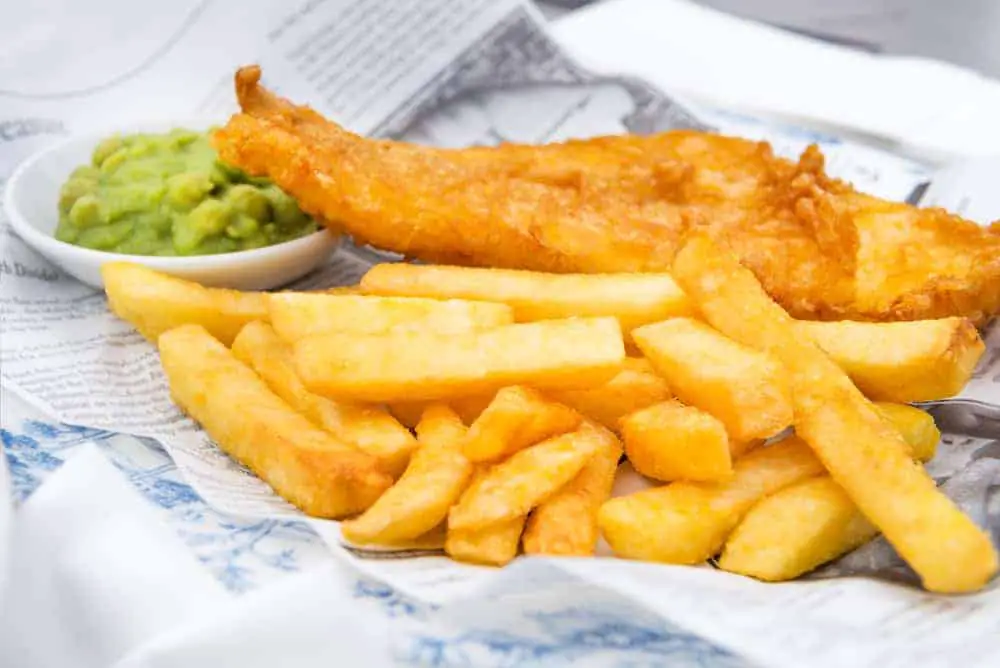 Fish and chips mushy peas - a classic British dish