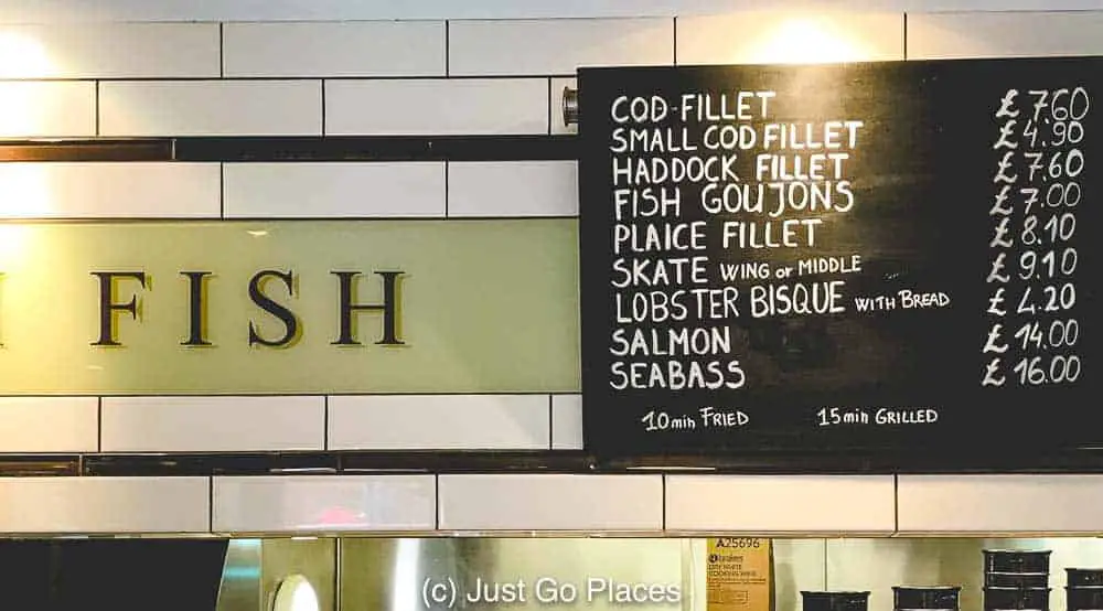 The Seashell of Lisson Grove menu has an extensive choice of fish.