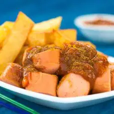 Currywurst is typical Berlin food and is ubiquitous.