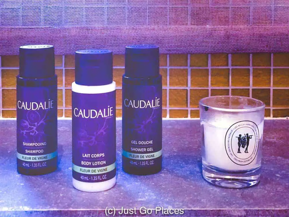 The bathroom toiletries at the Sources des Caudalie hotel are Caudalie product.