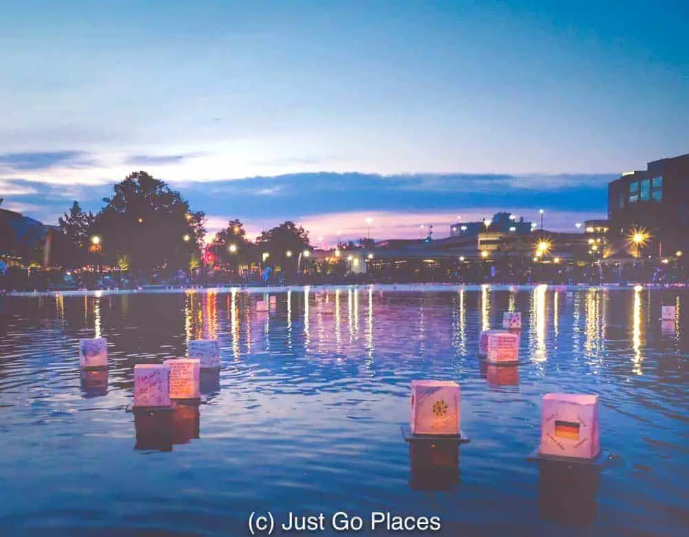Paper Lanterns floating at Big Spring Park in Downtown Huntsville