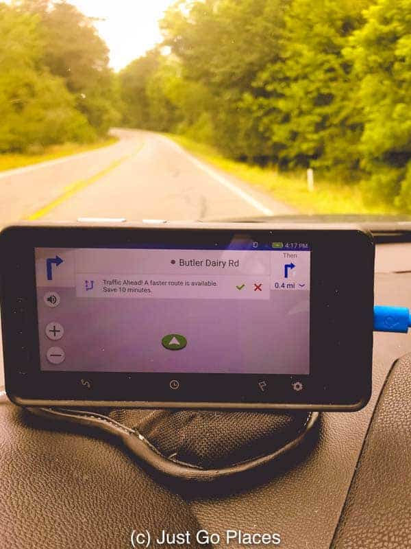 Momentary panic when the  SatNav refuses to work in the mountains of Northern Alabama.