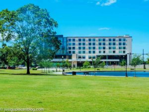AC Mariott hotel in front of Big Spring Park