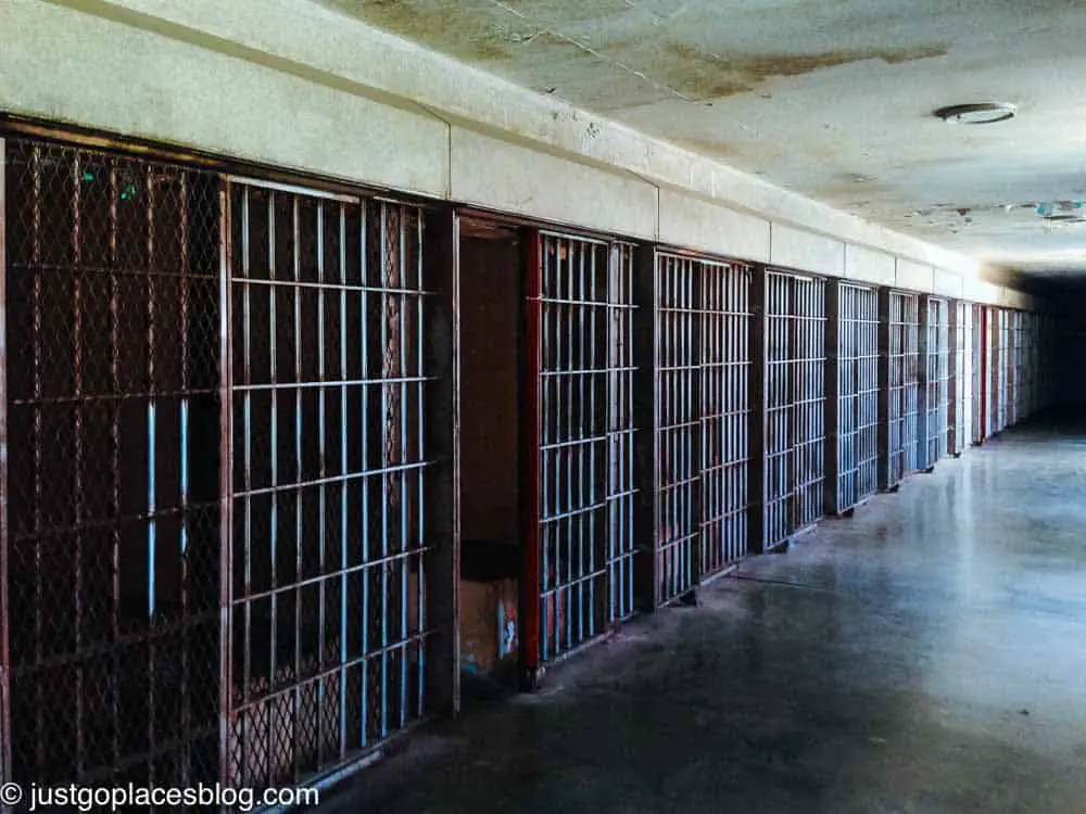 a cell block at the Wyoming Frontier Jail