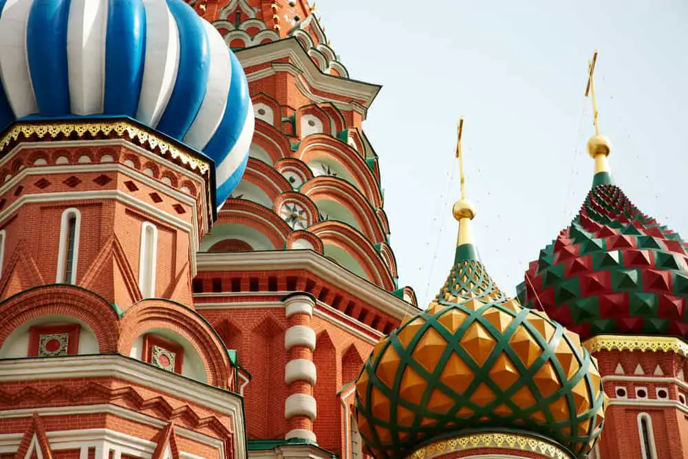 colorful St Basil Cathedral in Moscow Russia