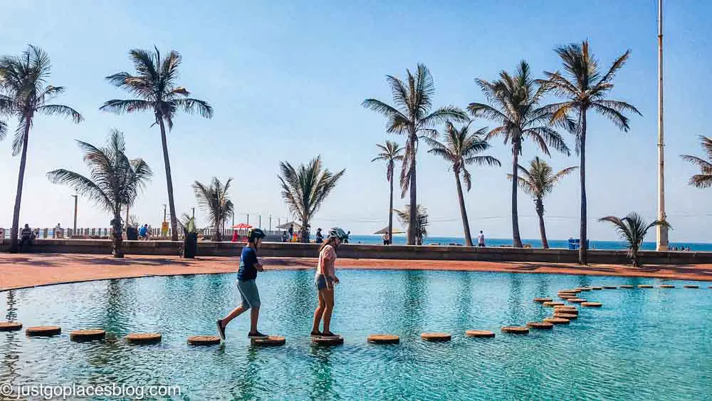 On the Golden Mile Durban has now provided lots of paddling pools for children to play.