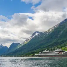 The majestic Norwegian fjords as seen from a Ponant Cruise ship