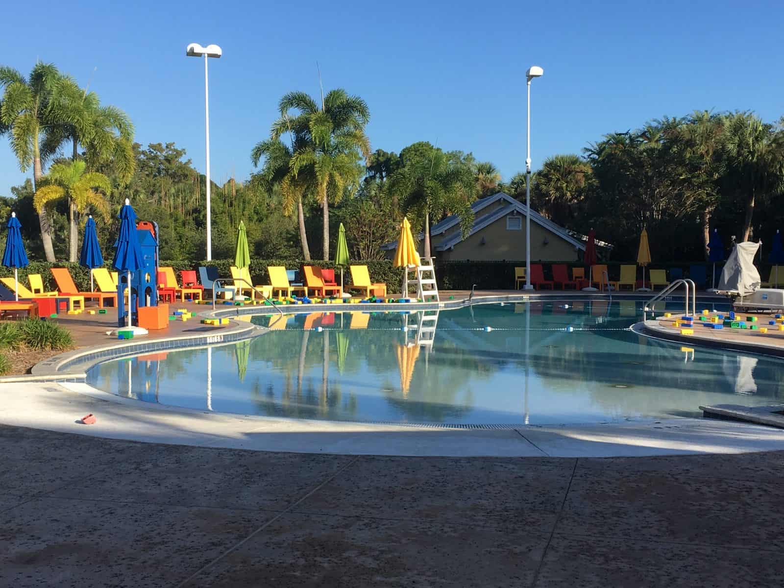 Legoland hotel pool with giant legos