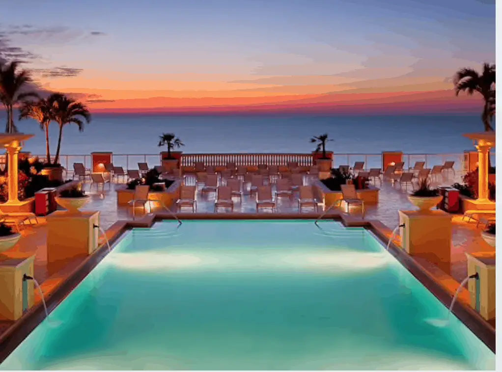 sunset from the rooftop pool of Hyatt Regency Clearwater Beach 