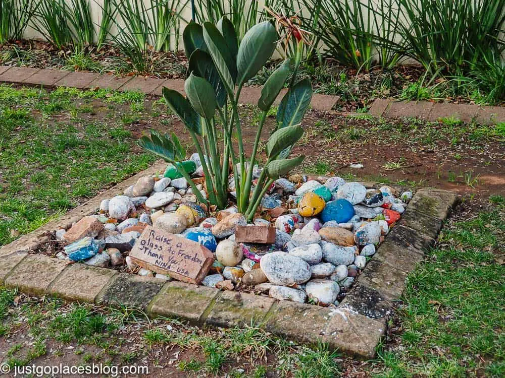 stones outside of the Nelson Mandela Houghton mansion