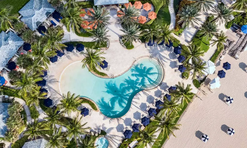 aerial view of the beachside pool at the Breakers