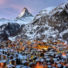 Aerial view of Zermatt and Matterhorn