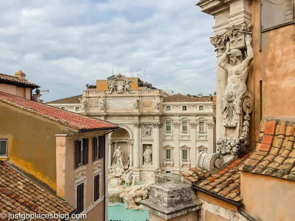 rooftop view of the Trevi Fountain