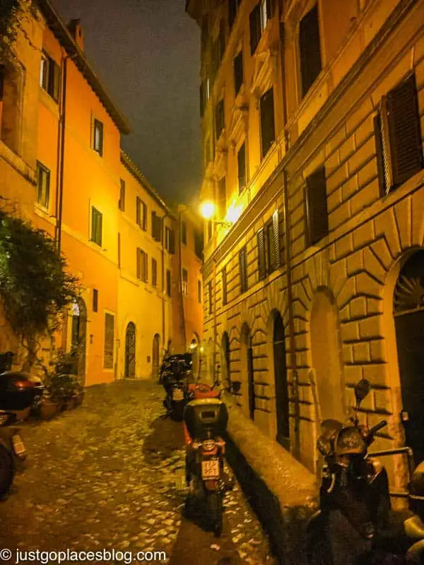 Roman street at night