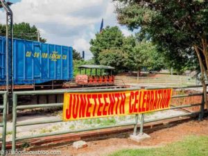 A Juneteenth celebration banner at Huntsville Depot