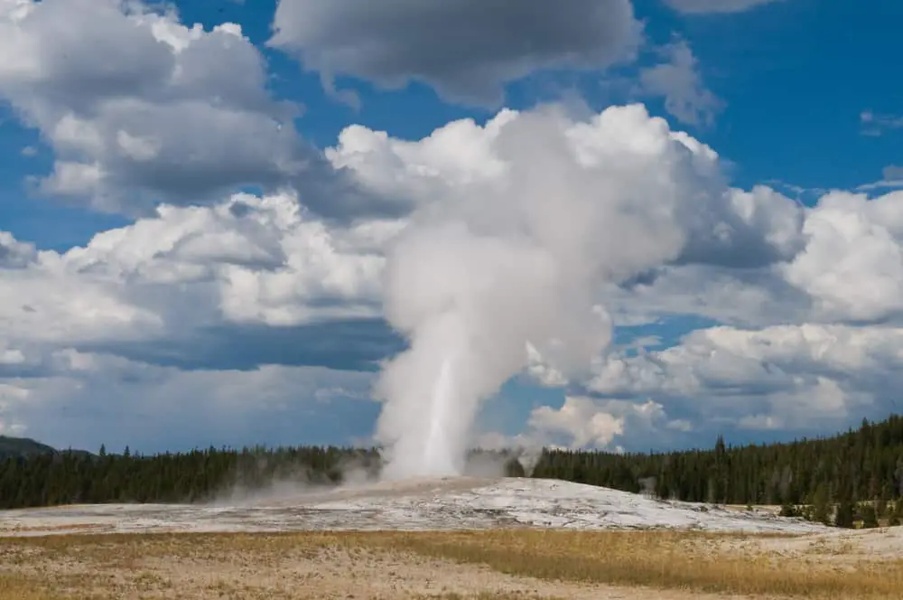 Old Faithful Geyser erupting in Yellowstone