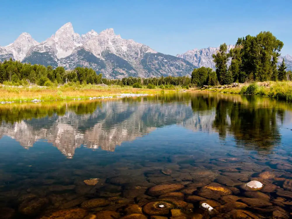 Snake River reflects the Teton Mountain Range 