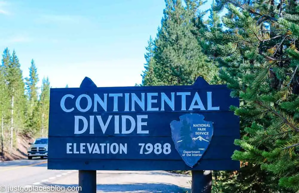 The continental divide sign at Yellowstone National Park