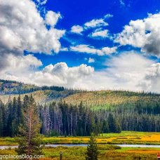 a view of hiking in Yellowstone