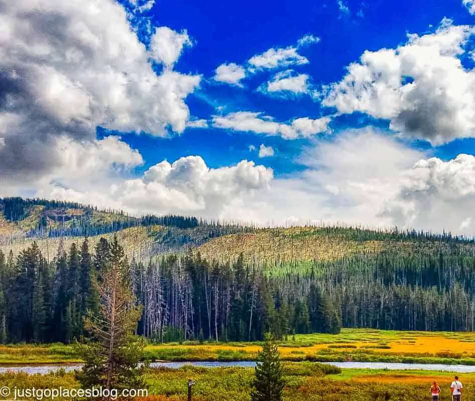 a view of hiking in Yellowstone
