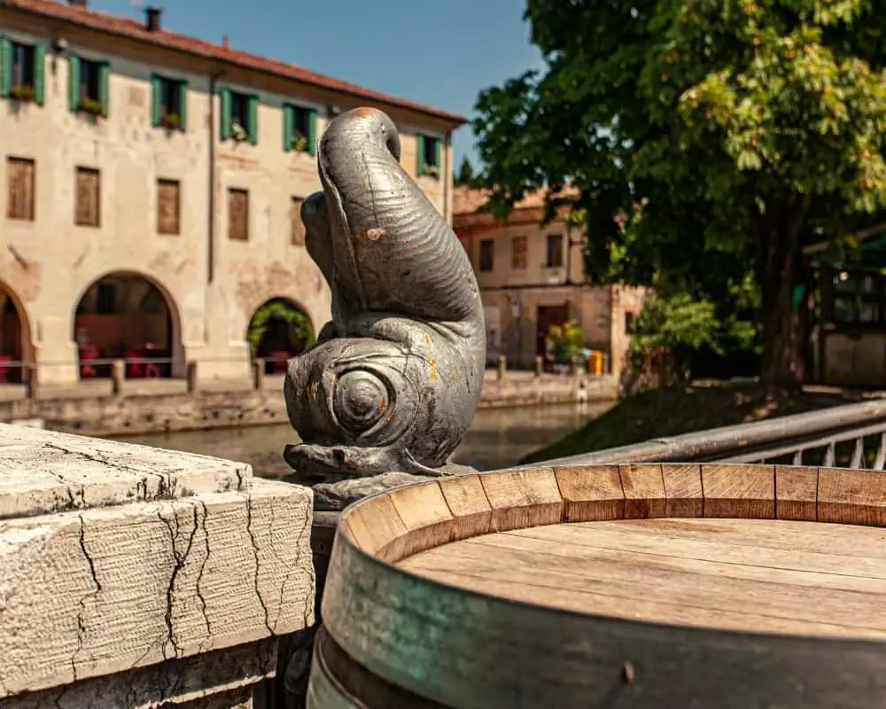 sculpture of a fish at the Treviso fish market
