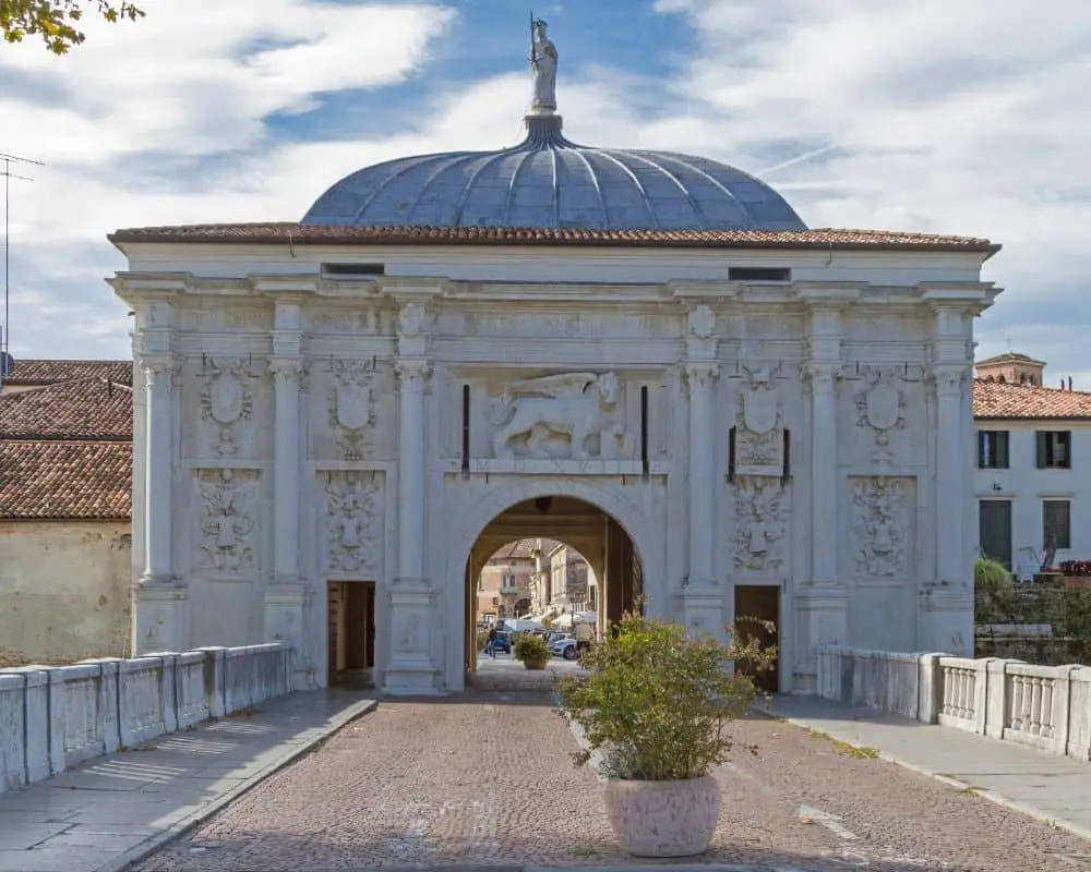 The medieval Porta Santi Quaranta city gate at Treviso