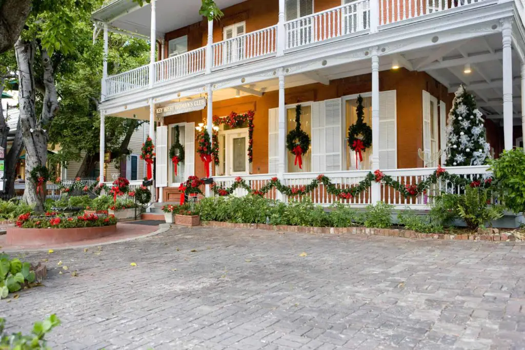 Christmas decor on a house in Key West florida