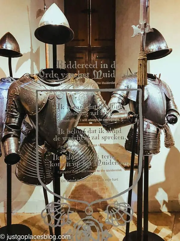 Displays of knight’s armor at Muiderslot Museum
