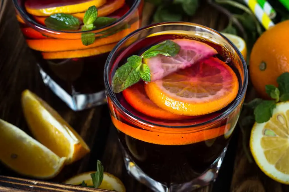 Great Spanish Gift Ideas include Sangria with citrus fruit mint and ice