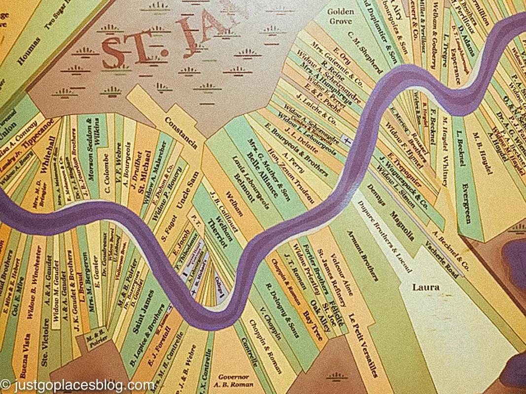 map of plantations lining river road