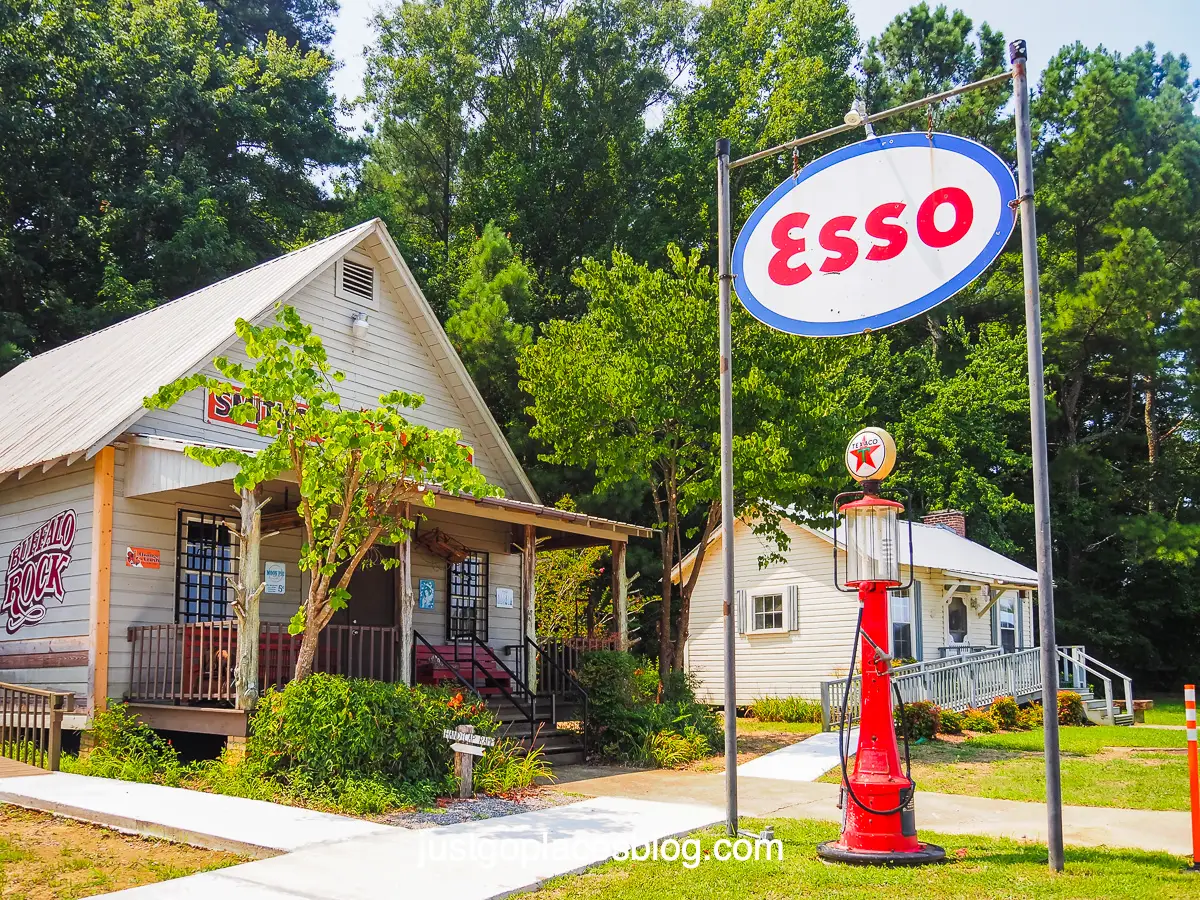 historic store and Esso station at Arab Historic Village in Arab, Alabama