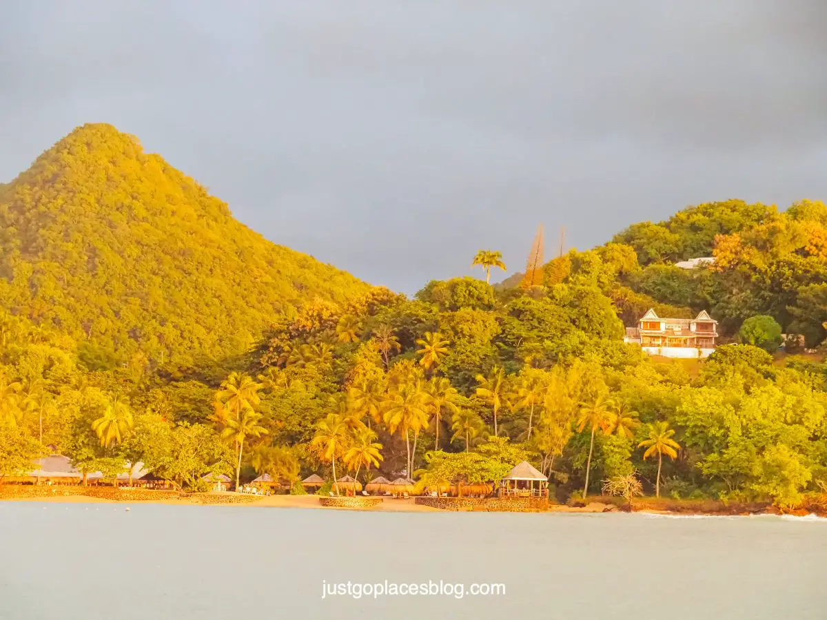 resort view from the sea of St Lucia East Winds Resort