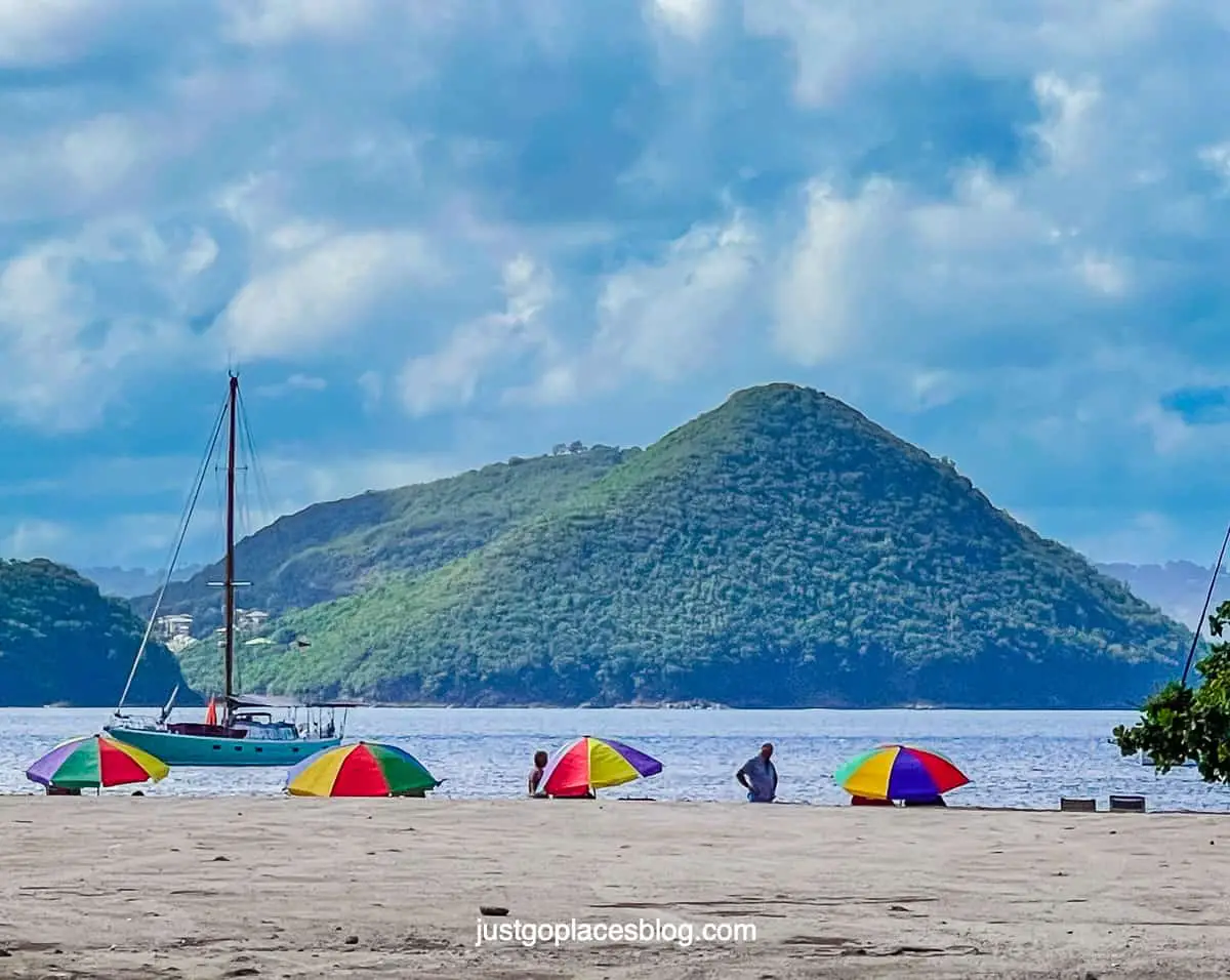 beach umbrellas at St Lucia
