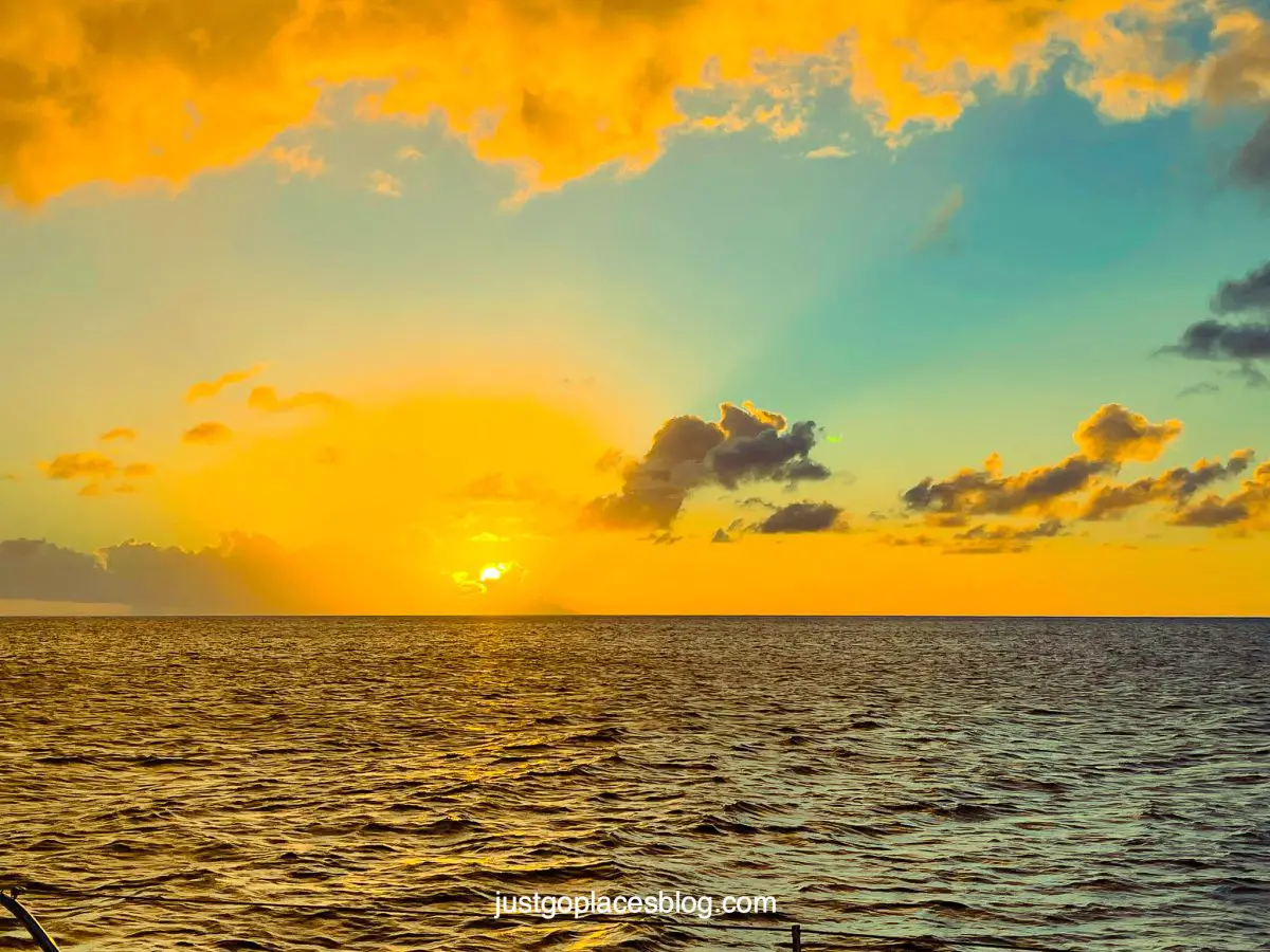 sunset at sea on an excursion from Eastwinds St Lucia