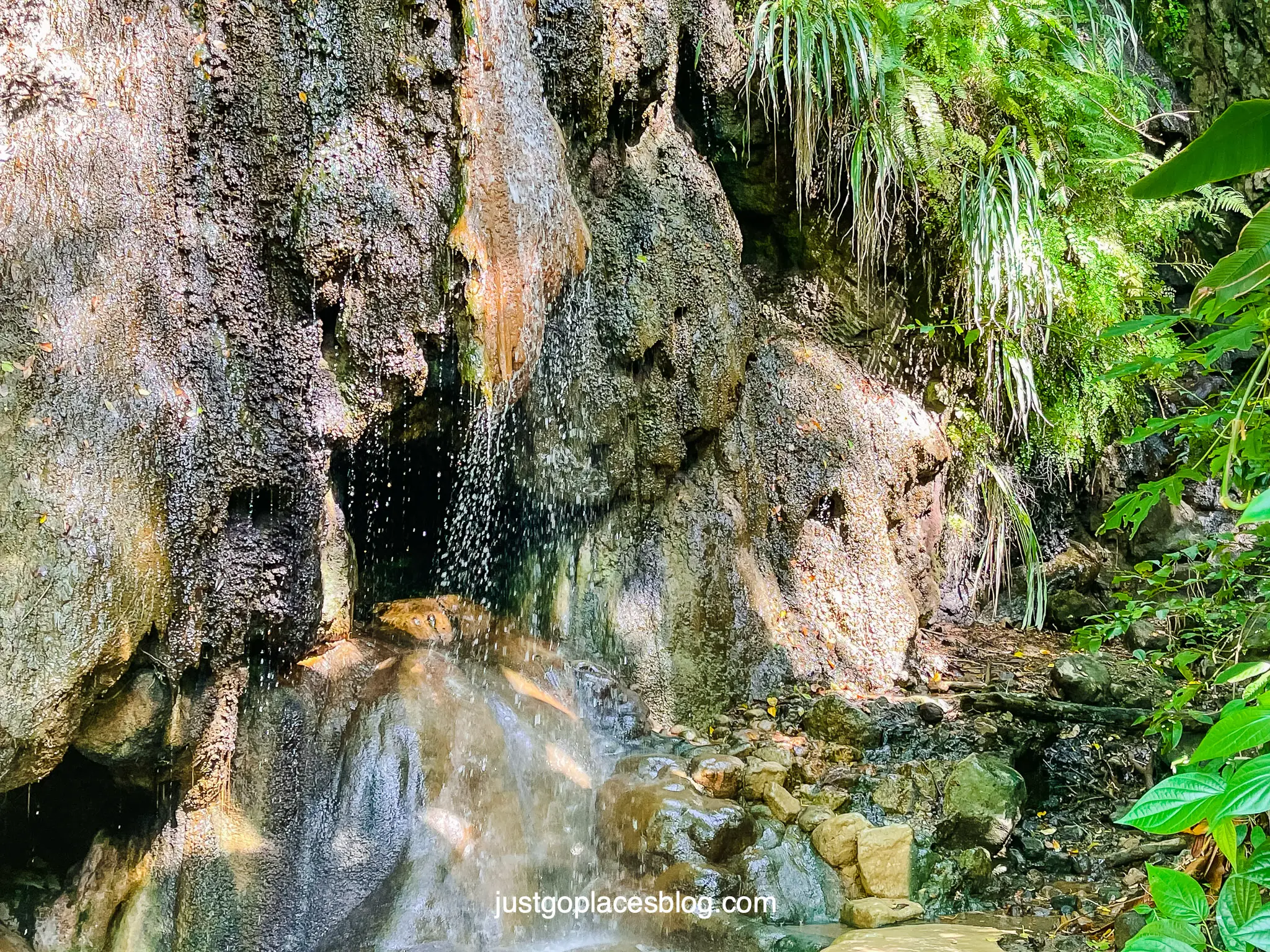 Piton Waterfalls St Lucia running over rocks