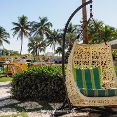 hanging chair in the outside lounge area