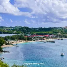 The Pigeon Island St Lucia causeway connecting the two islands.