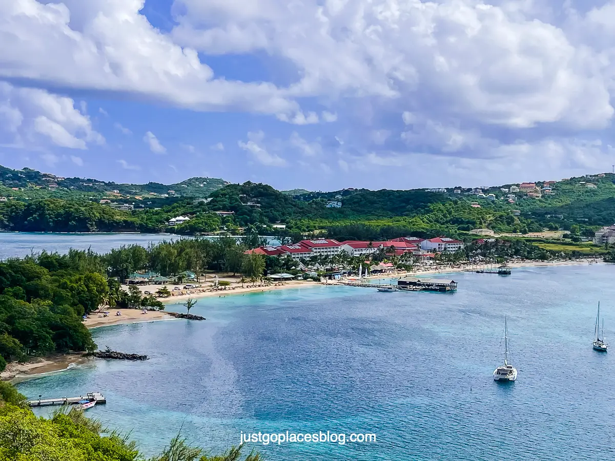 The Pigeon Island St Lucia causeway connecting the two islands.