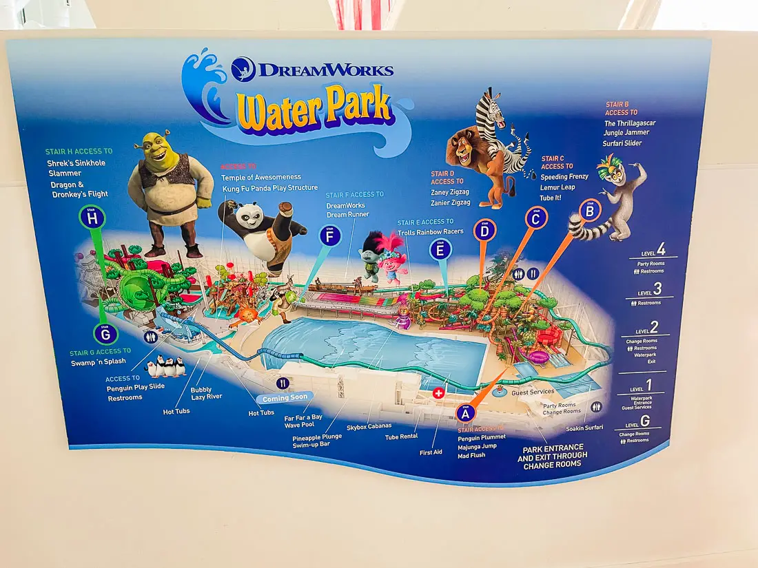 map for the water park for the Dreamworks Water Park.